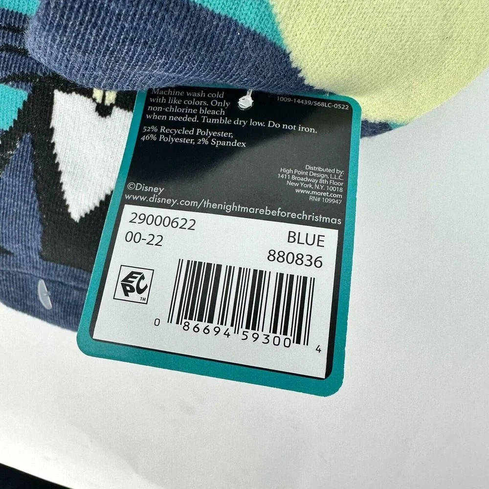 Disney Jack Skellington Nightmare Before Christmas No Show Socks Sz 4-10 Blue